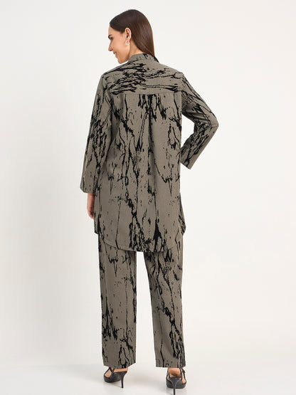 Women’s Warm Abstract Pattern Co-Ord Suit Set