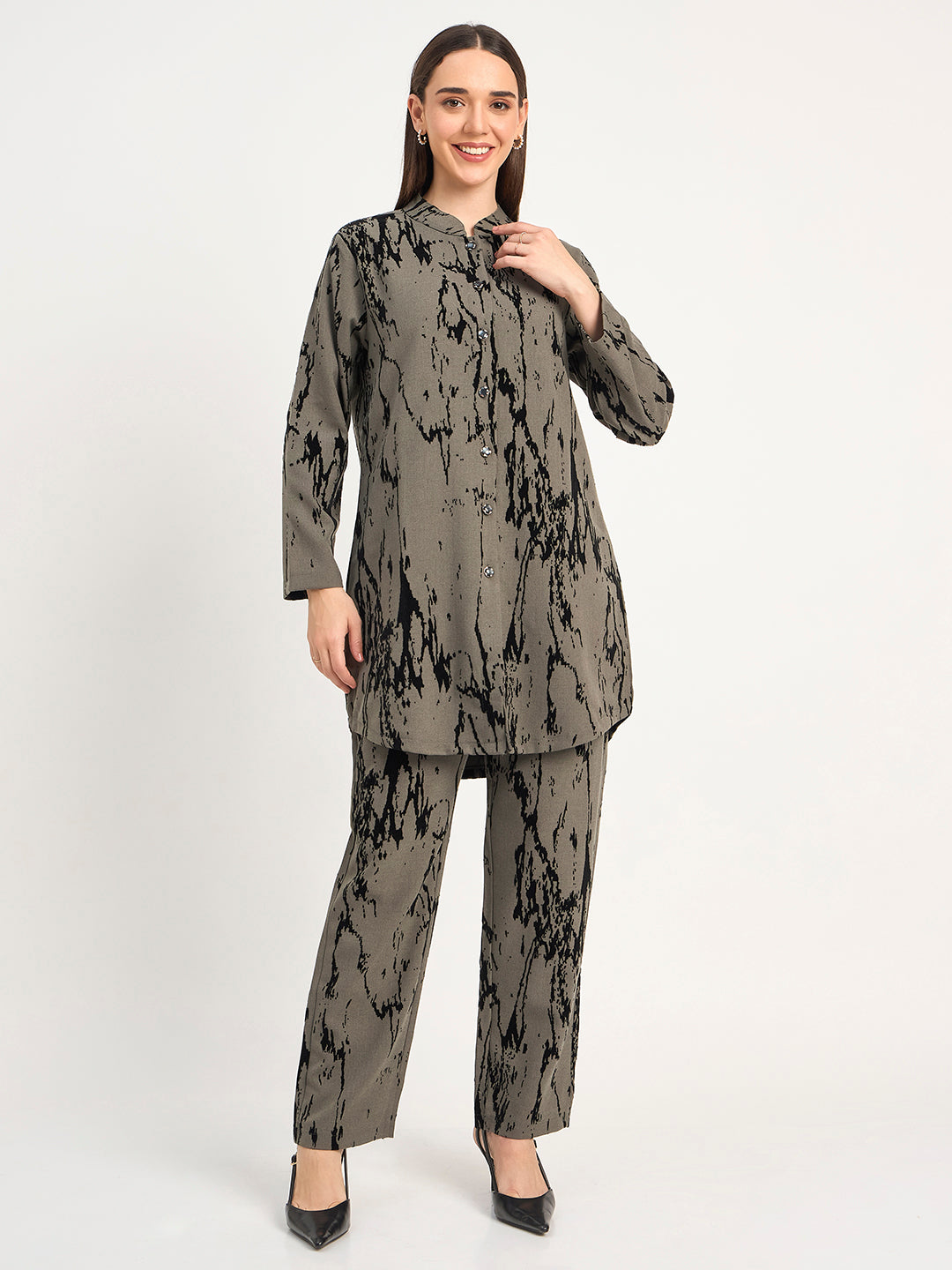 Women’s Warm Abstract Pattern Co-Ord Suit Set