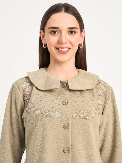 Women’s Warm Textured Knit Co-Ord Suit – Beige