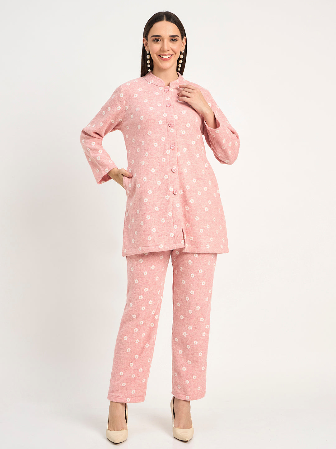Women’s Pink Floral Winter Co-Ord Set