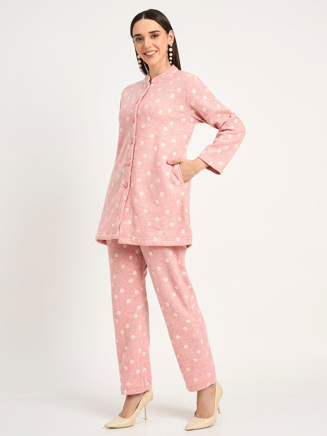 Women’s Pink Floral Winter Co-Ord Set