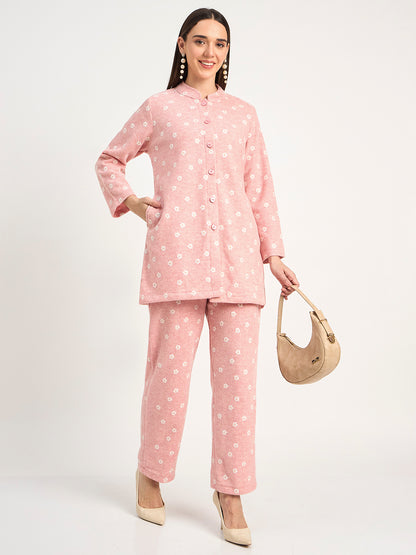 Women’s Pink Floral Winter Co-Ord Set