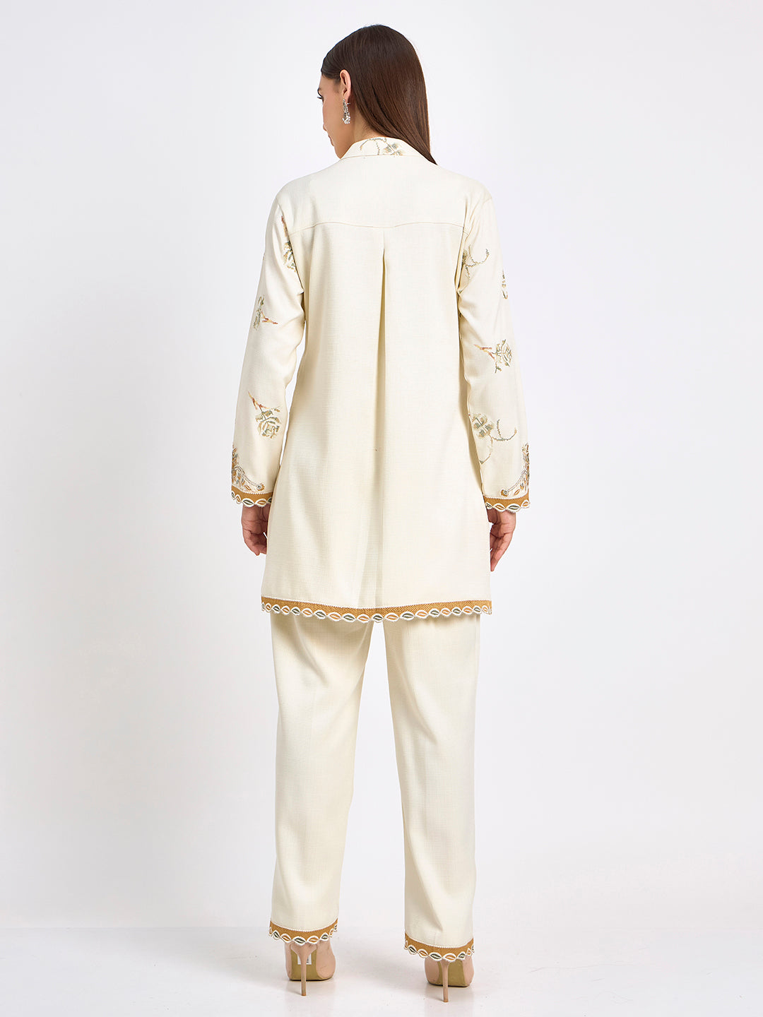 Cream Premium Embroidery Soft Winter Co-Ord