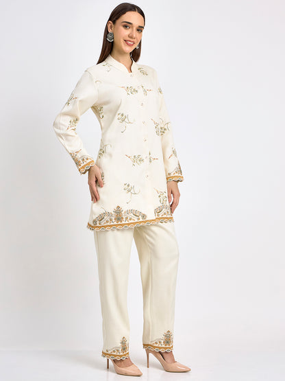 Cream Premium Embroidery Soft Winter Co-Ord