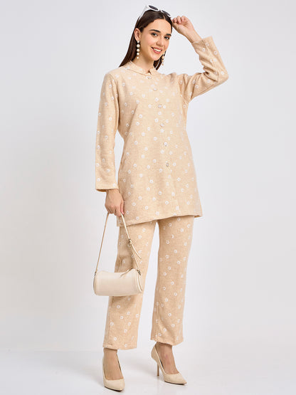 Floral Pattern Winter Co-Ord for Women