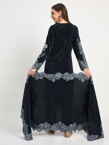 Premium Black  Embroidered Winter Suit for Festive Wear